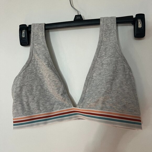 Vintage 80s Striped Gray Girl Next Door Bralette - Size M Medium - Picture 1 of 3